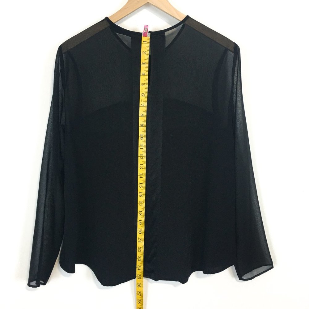 Zara Woman Black Center Stripe Semi Sheer Blouse (L) - Picture 6 of 15
